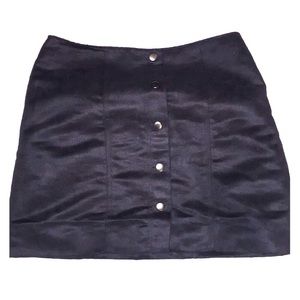 Black Gap Suede Button Up Mini Skirt